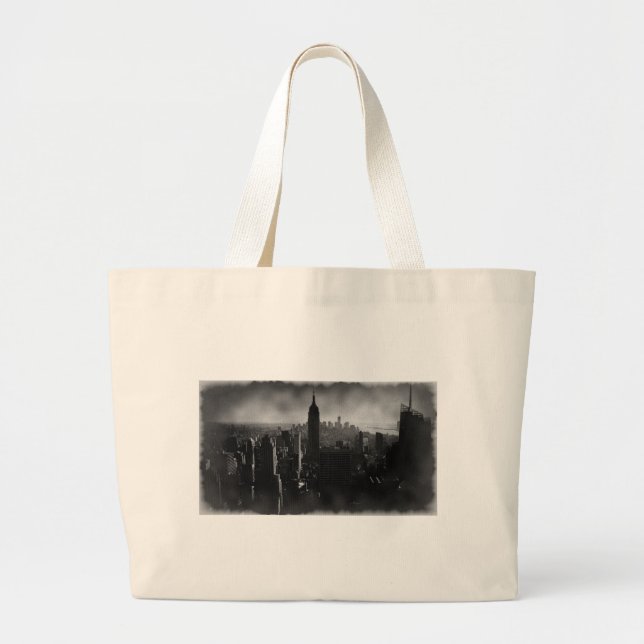 Black & White New York City Large Tote Bag (Front)