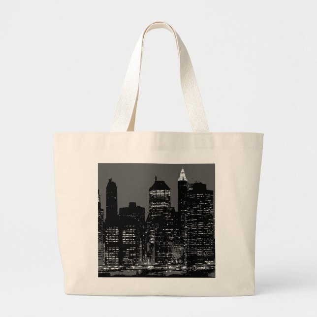 Black & White New York City Large Tote Bag (Front)