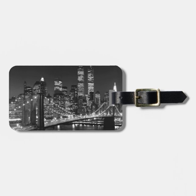 Black & White New York City Luggage Tag (Front Horizontal)