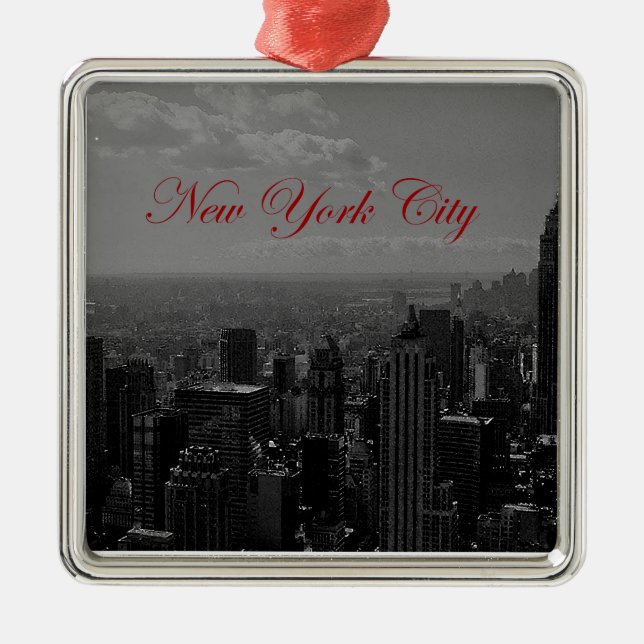 Black White New York City Metal Tree Decoration (Front)