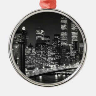 Black & White New York City Metal Tree Decoration