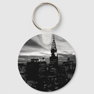 Black & White New York City Midtown Key Ring