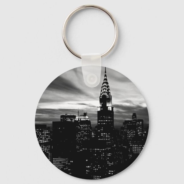 Black & White New York City Midtown Key Ring (Front)