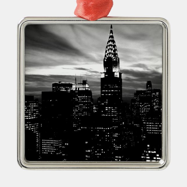 Black & White New York City Midtown Metal Tree Decoration (Front)