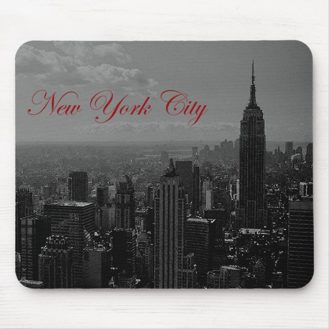 Black White New York City Mouse Mat (Front)