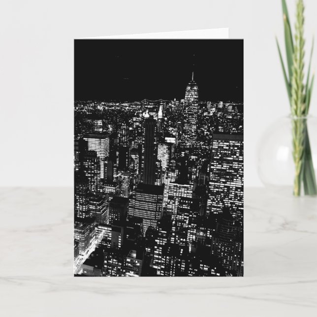 Black & White New York City Night Card (Front)