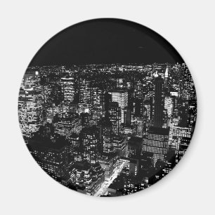 Black & White New York City Night Magnet