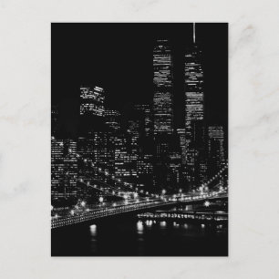 Black & White New York City Night Postcard