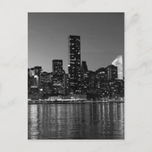 Black White New York City Night Postcard