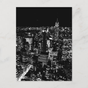 Black & White New York City Night Postcard