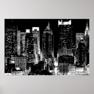 Black & White New York City Night Poster