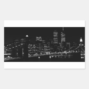 Black & White New York City Night Rectangular Sticker