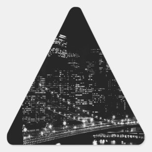 Black & White New York City Night Triangle Sticker