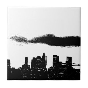 Black & White New York City Pop Art Style Tile