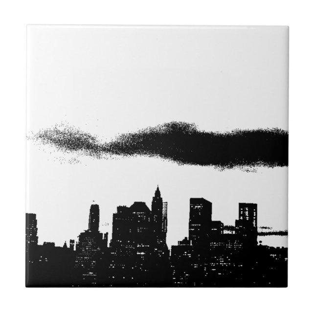 Black & White New York City Pop Art Style Tile (Front)