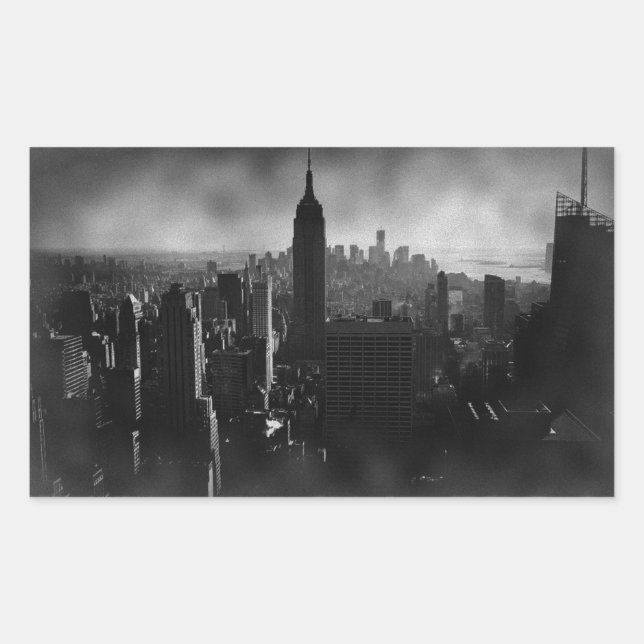 Black & White New York City Rectangular Sticker (Front)