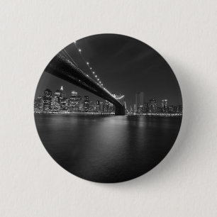 Black White New York City Skyline 6 Cm Round Badge