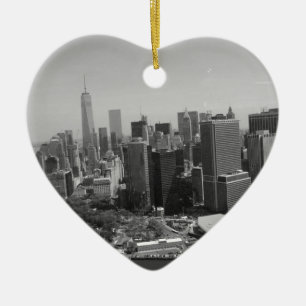 Black White New York City Skyline Ceramic Tree Decoration