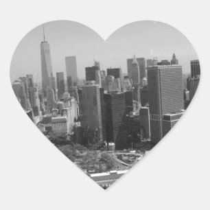 Black White New York City Skyline Heart Sticker