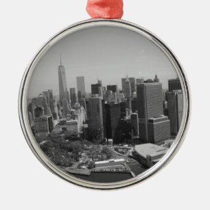 Black White New York City Skyline Metal Tree Decoration