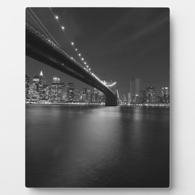 Black White New York City Skyline Plaque (Front)