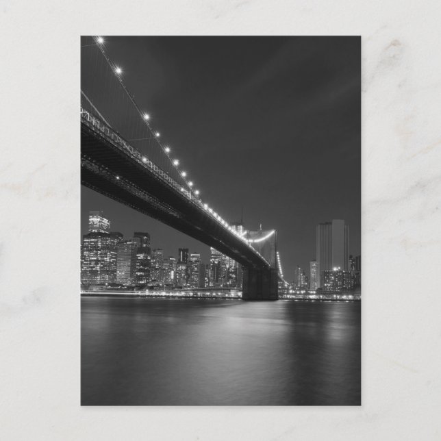 Black White New York City Skyline Postcard (Front)