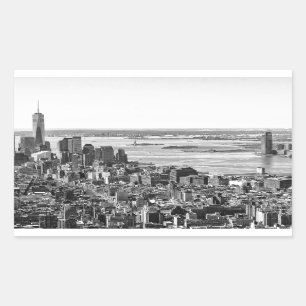 Black White New York City Skyline Rectangular Sticker