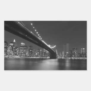 Black White New York City Skyline Rectangular Sticker