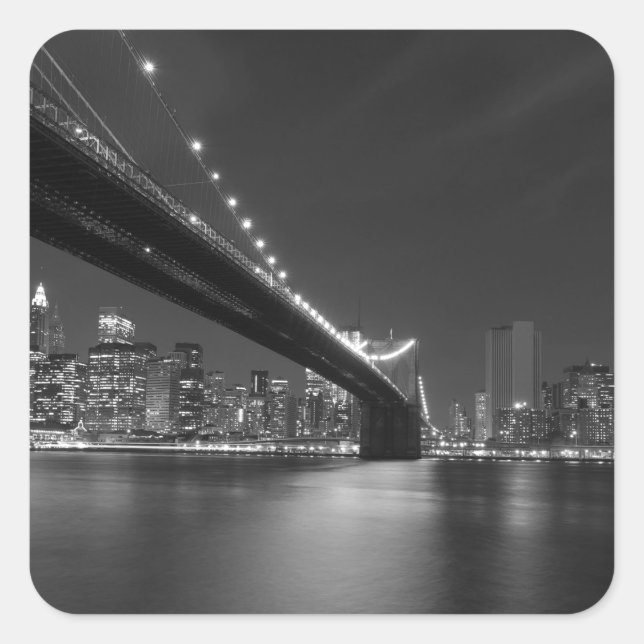 Black White New York City Skyline Square Sticker (Front)