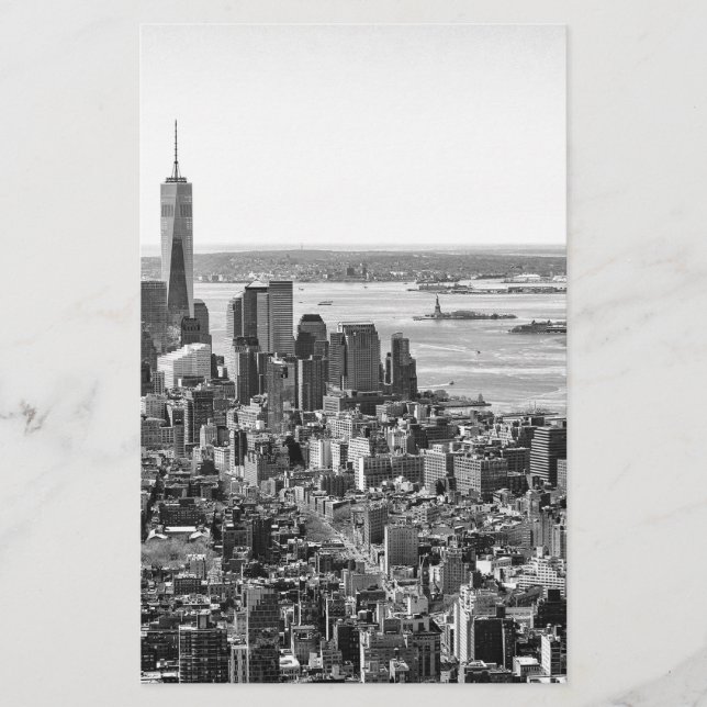 Black White New York City Skyline Stationery (Front)