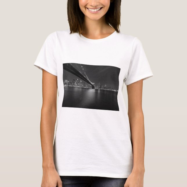 Black White New York City Skyline T-Shirt (Front)