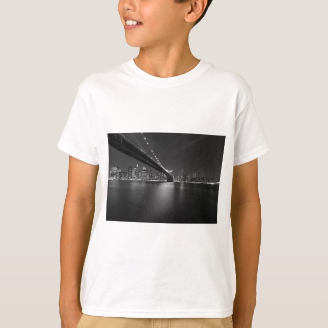 Black White New York City Skyline T-Shirt (Front)
