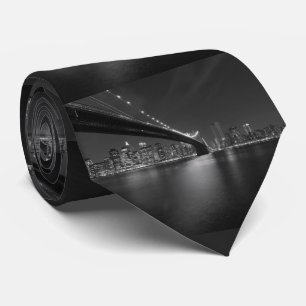 Black White New York City Skyline Tie