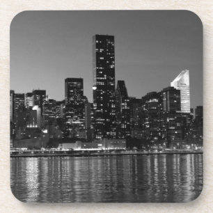 Black White New York City Skyscapers Silhouette Coaster