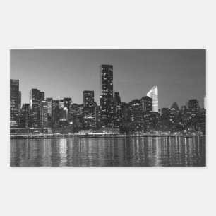 Black White New York City Skyscapers Silhouette Rectangular Sticker