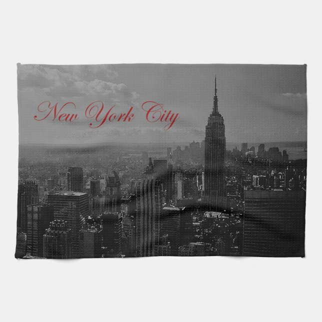Black White New York City Tea Towel (Horizontal)