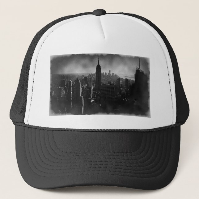 Black & White New York City Trucker Hat (Front)