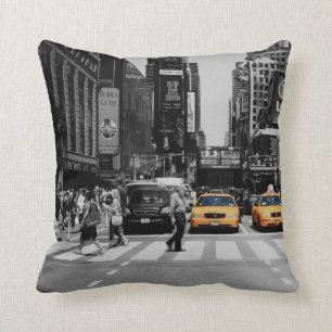 black & white new york cushion taxi cab yellow