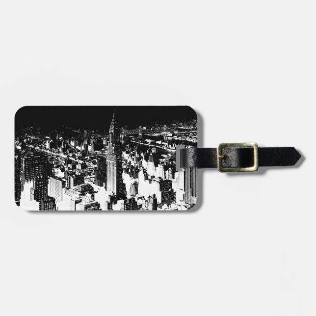 Black & White New York Luggage Tag (Front Horizontal)