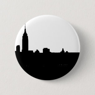 Black & White New York Silhouette 6 Cm Round Badge