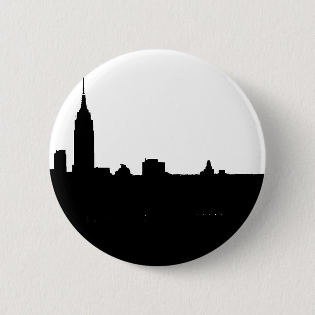 Black & White New York Silhouette 6 Cm Round Badge (Front)