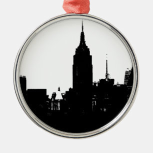 Black White New York Silhouette Metal Tree Decoration
