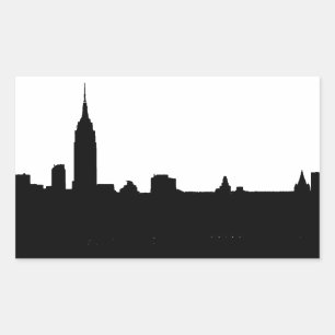 Black & White New York Silhouette Rectangular Sticker