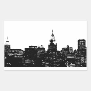 Black & White New York Silhouette Rectangular Sticker