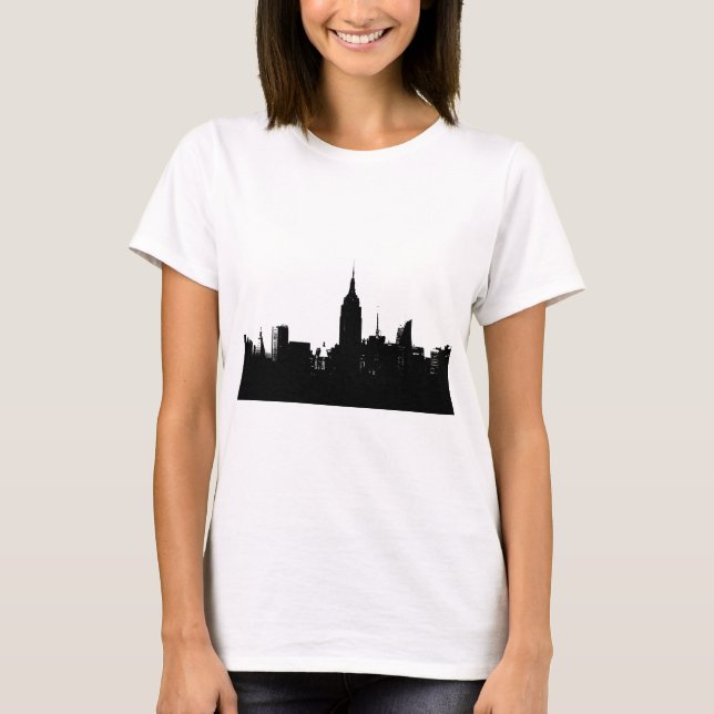 Black White New York Silhouette T-Shirt (Front)