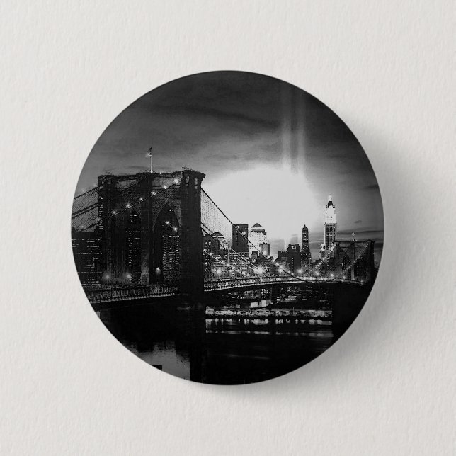 Black & White New York Skyline 6 Cm Round Badge (Front)