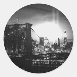 Black & White New York Skyline Classic Round Sticker