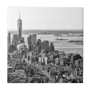 Black White New York Skyline Travel Photograpy Tile