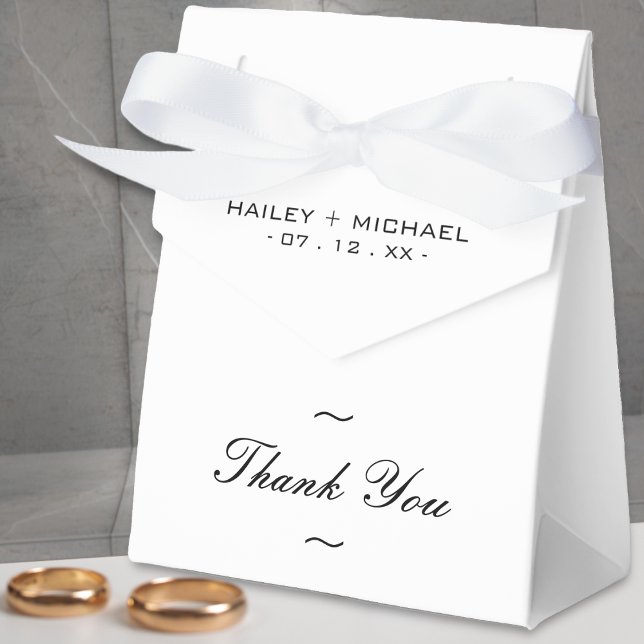 Black & White Newlywed Thank You Wedding Favour Box (white thank you wedding favor box)