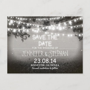 black & white night lights romantic save the date announcement postcard